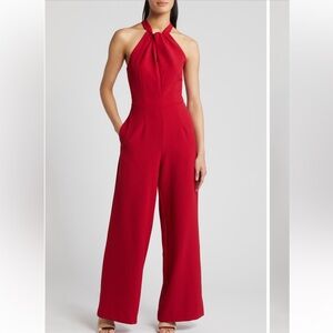 halter neck wide leg jumpsuit